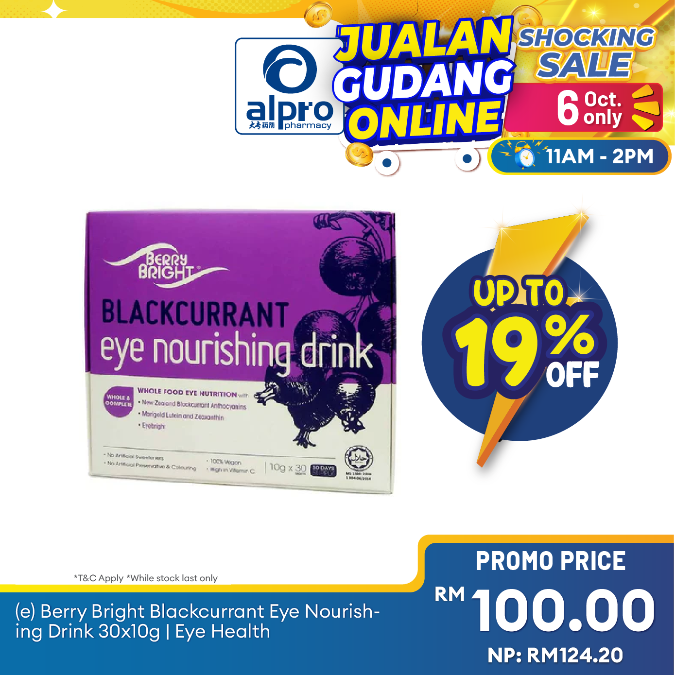 (E) Berry Bright Blackcurrant Eye Nourishing Drink 30x10g | Eye Health Alpro Pharmacy
