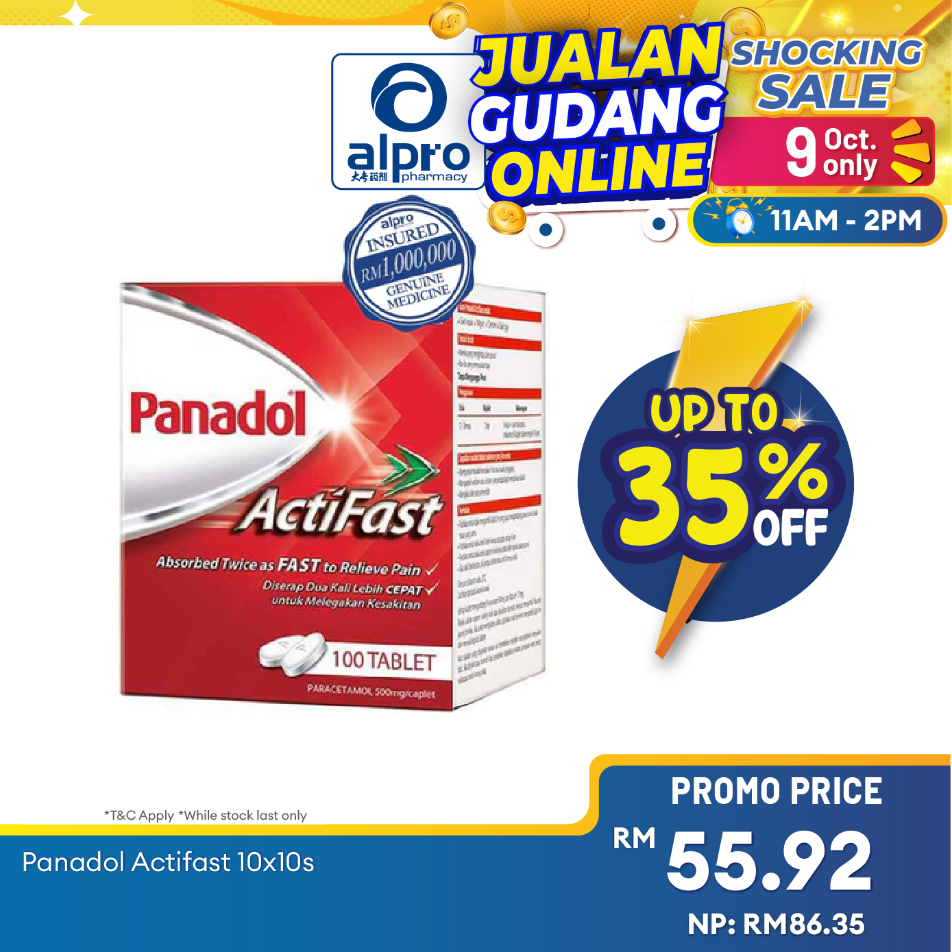 Panadol Actifast 10x10s | Relieve Pain and Discomfort Alpro Pharmacy