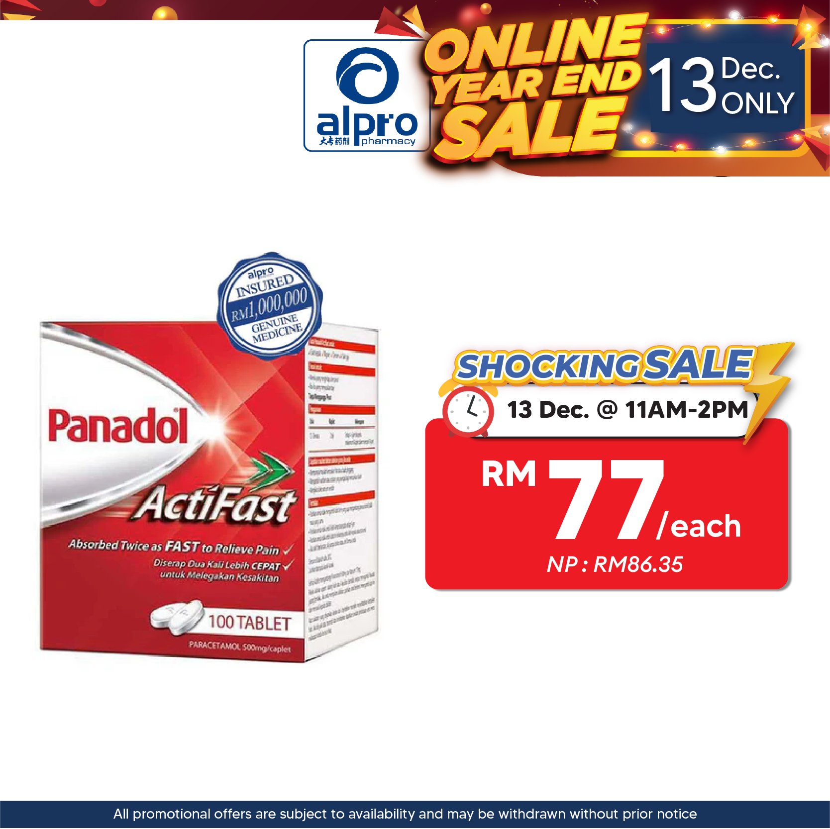 Panadol Actifast 10x10s | Relieve Pain and Discomfort