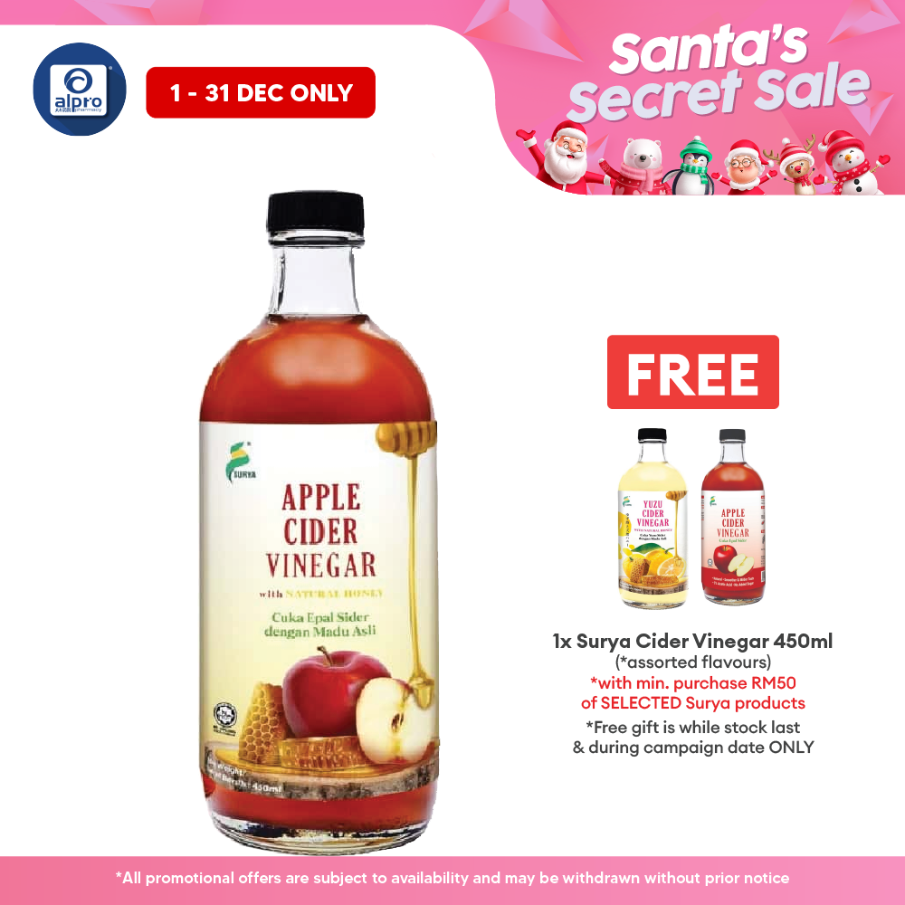 Surya Apple Cider Vinegar With Natural Honey 450ml | Aids in Weight Management Surya