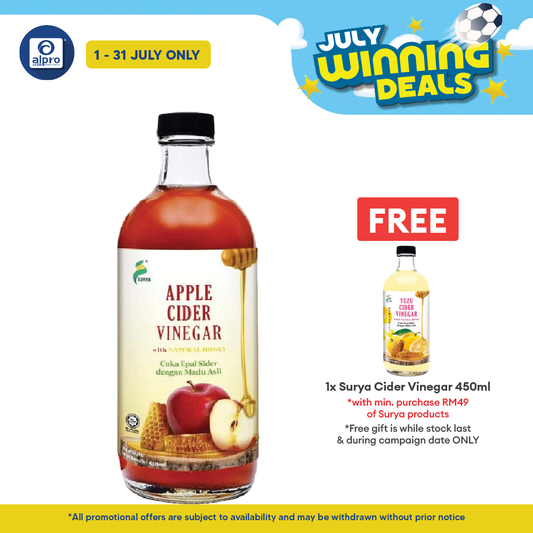 Surya Apple Cider Vinegar With Natural Honey 450ml | Aids in Weight Management Surya