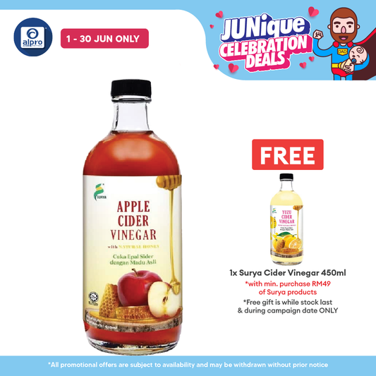 Surya Apple Cider Vinegar With Natural Honey 450ml | Aids in Weight Management Surya