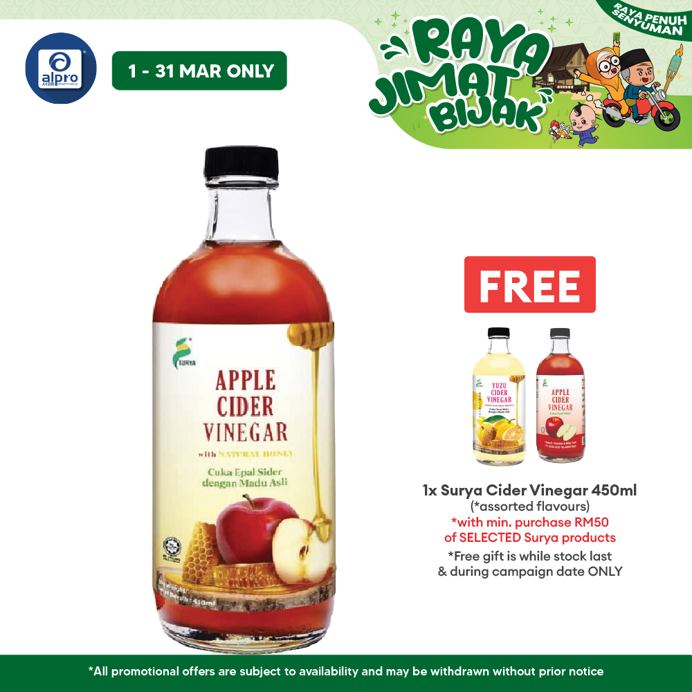 Surya Apple Cider Vinegar With Natural Honey 450ml | Aids in Weight Management Surya
