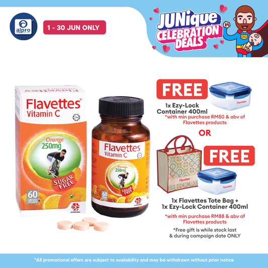 Flavettes Sugar Free Vitamin C 250mg (Orange) 60s | For Adult Flavettes