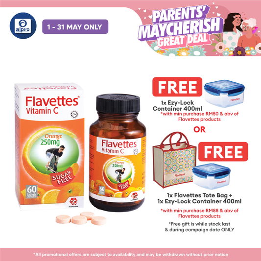 Flavettes Sugar Free Vitamin C 250mg (Orange) 60s | For Adult Flavettes