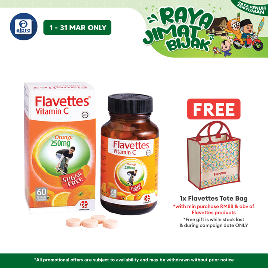 Flavettes Sugar Free Vitamin C 250mg (Orange) 60s | For Adult Flavettes