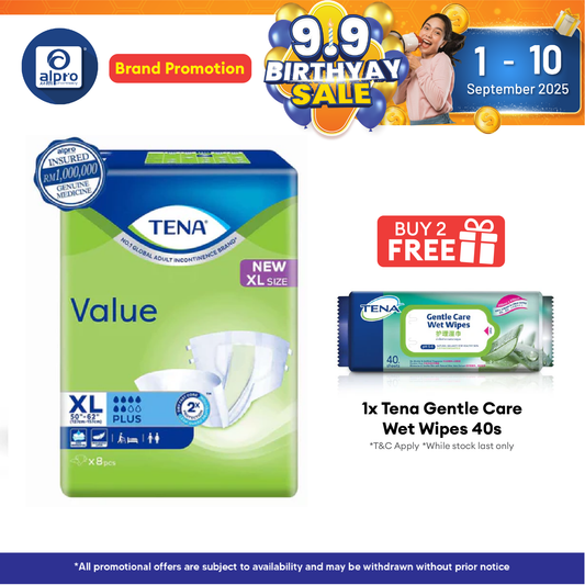 Tena Value Plus 8s XL Size | Adult Diapers Alpro Pharmacy