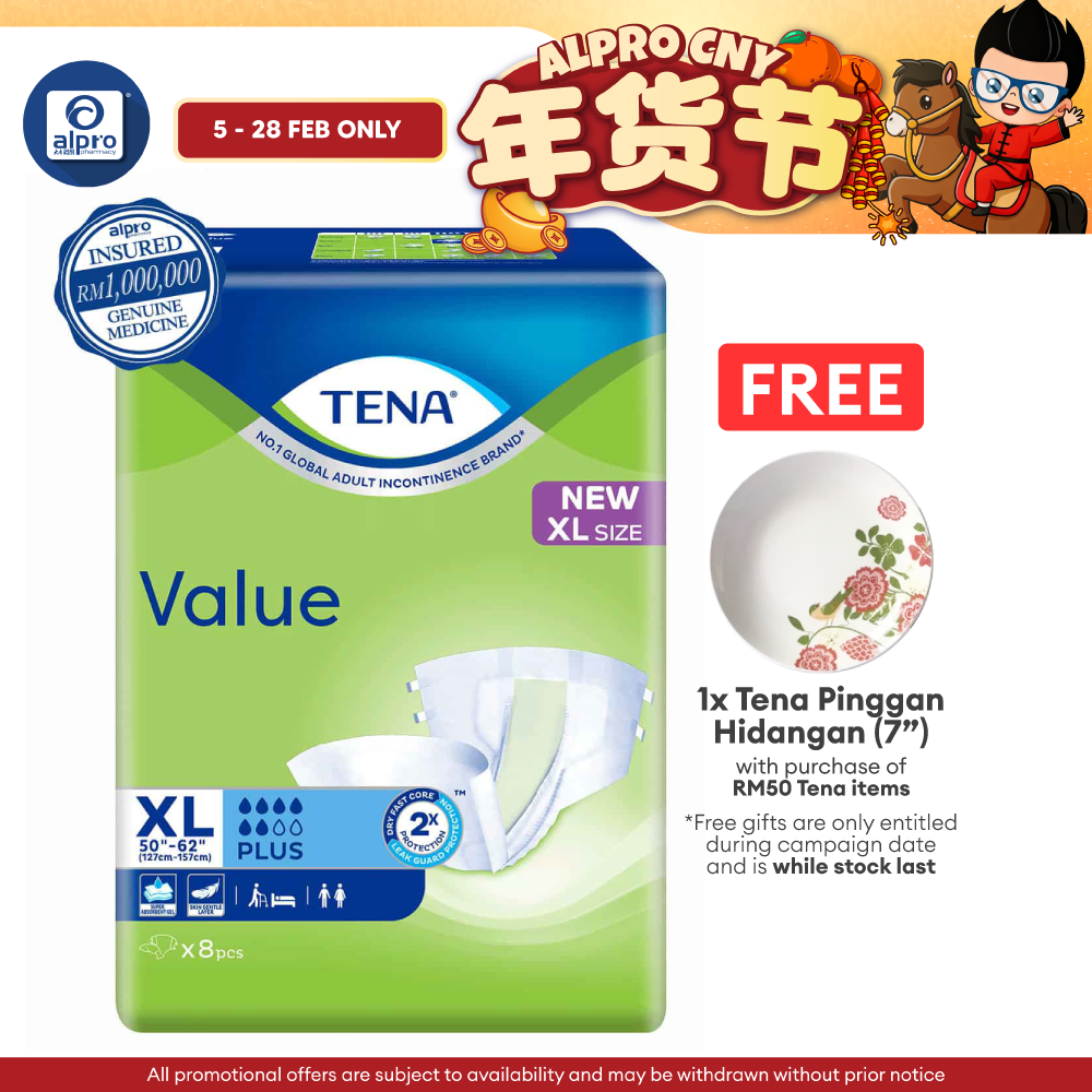 Tena Value Plus 8s XL Size | Adult Diapers Alpro Pharmacy