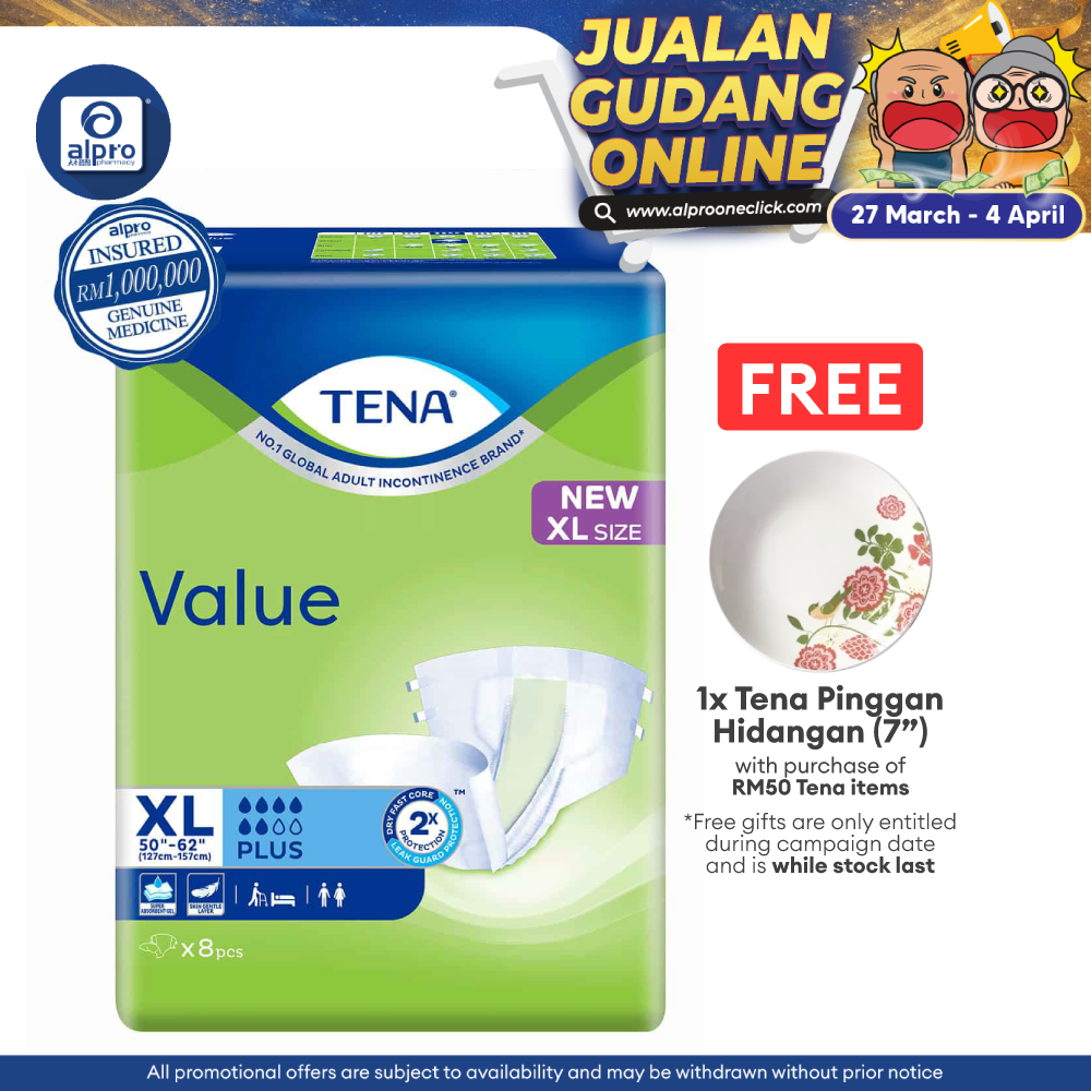 Tena Value Plus 8s XL Size | Adult Diapers Alpro Pharmacy