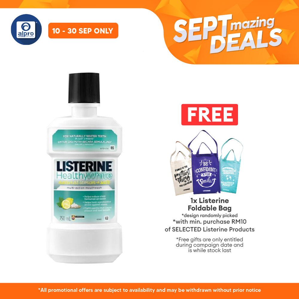Listerine Healthy White 750ml | Helps to Whiten Teeth Alpro Pharmacy