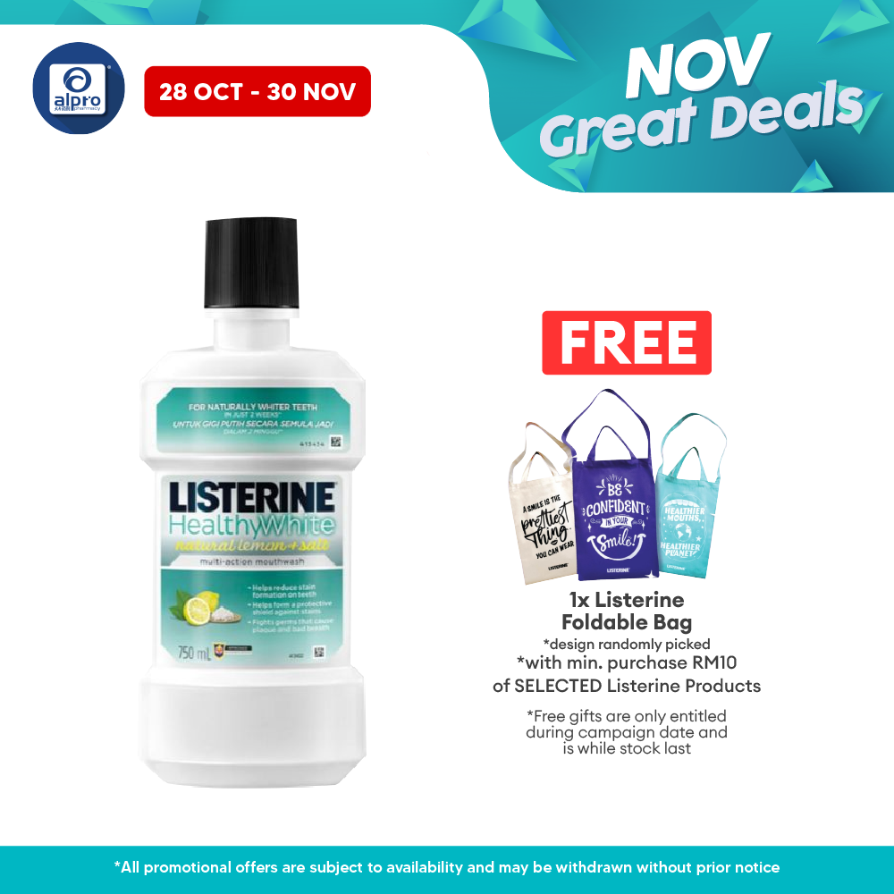 Listerine Healthy White 750ml | Helps to Whiten Teeth Alpro Pharmacy
