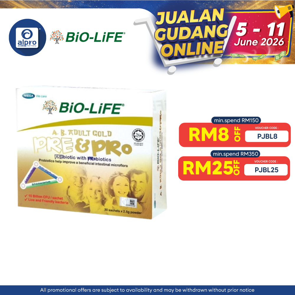 Bio-Life A.B Adult Gold Pre&Pro 2.5g 30s | Prebiotic and Probiotics Bio-life