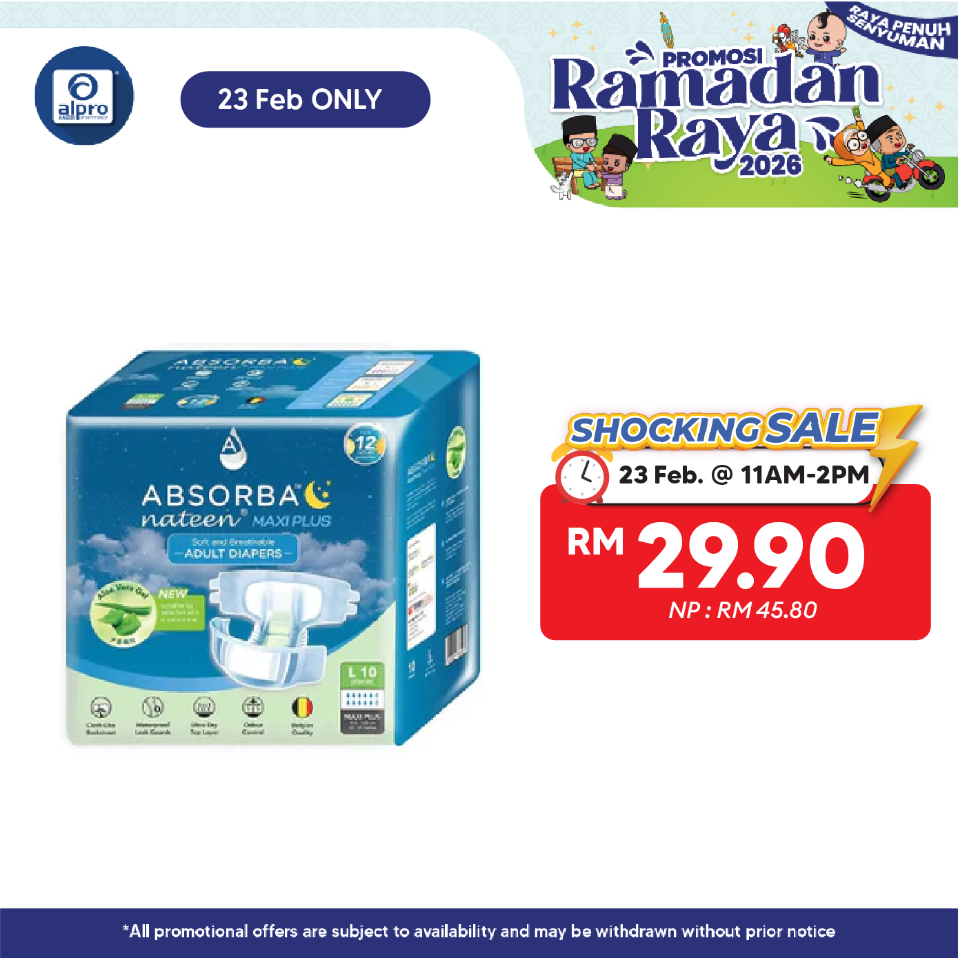 Absorba Nateen Maxi Plus Adult Diapers (L) 10s Alpro Pharmacy