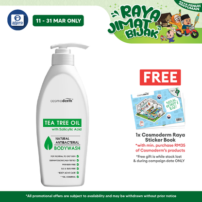 Cosmoderm Tea Tree Oil Shower Gel 500ml | Relieves Pain and Irritated Skin Cosmoderm