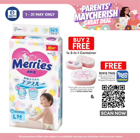 Merries Baby Diapers (Tape) L 54s Alpro Pharmacy
