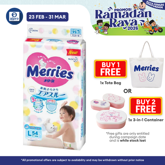 Merries Baby Diapers (Tape) L 54s Alpro Pharmacy