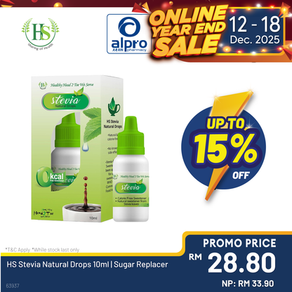 HS Stevia Natural Drops 10ml | Sugar Replacer HS
