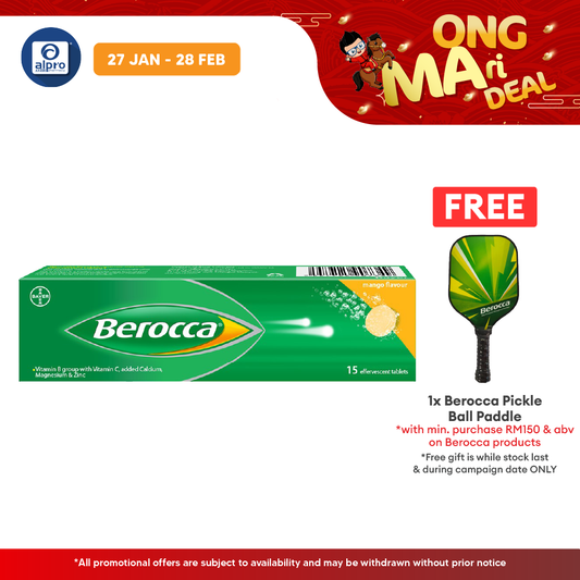 Berocca Effervescent Vitamin C Mango 15s | Helps Release Energy Alpro Pharmacy