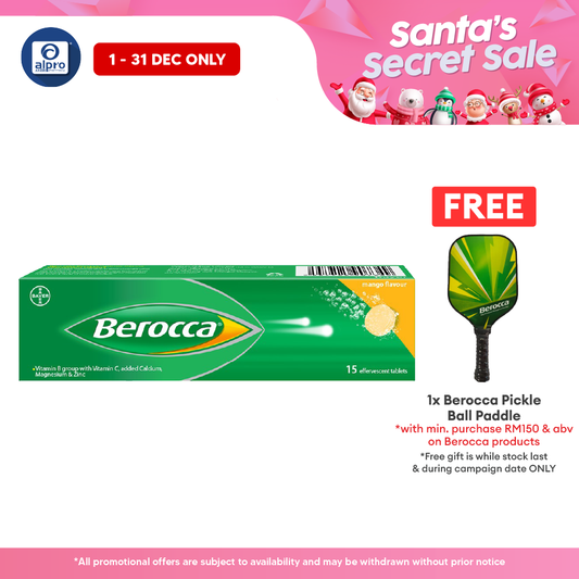 Berocca Effervescent Vitamin C Mango 15s | Helps Release Energy Alpro Pharmacy