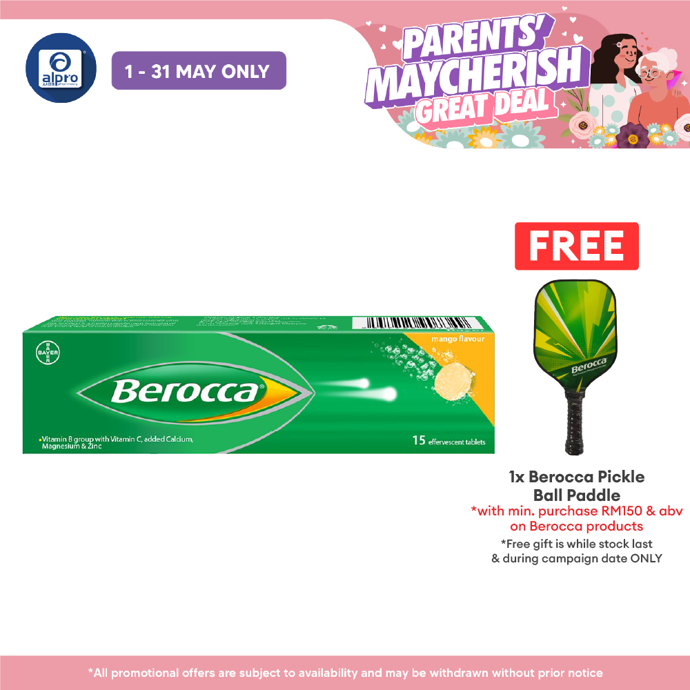 Berocca Effervescent Vitamin C Mango 15s | Helps Release Energy Berocca