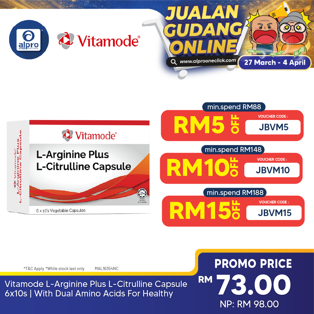 Vitamode L-Arginine Plus L-Citrulline Capsule 6x10s | With Dual Amino Acids For Healthy Body Function Vitamode