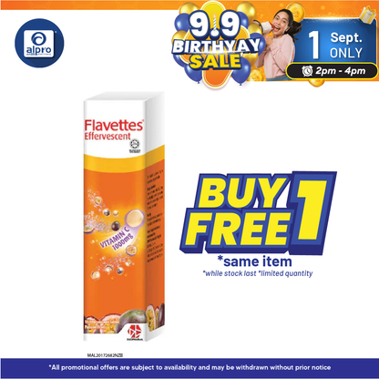 Flavettes Effervescent Vitamin C 1000mg (Passion Fruit) 15s | For Adult Alpro Pharmacy