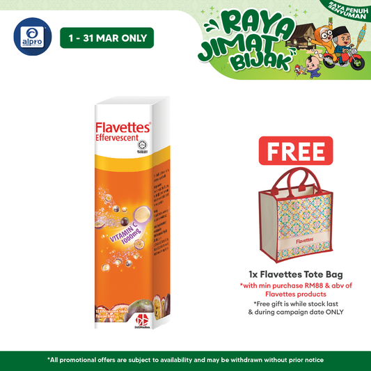Flavettes Effervescent Vitamin C 1000mg (Passion Fruit) 15s | For Adult Flavettes