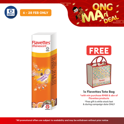 Flavettes Effervescent Vitamin C 1000mg (Passion Fruit) 15s | For Adult Flavettes