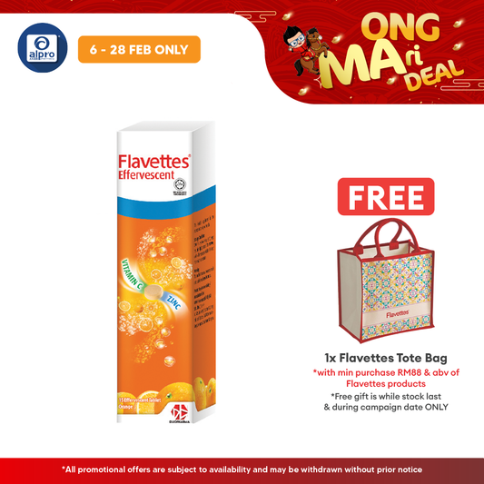 Flavettes Effervescent Vitamin C+Zinc (Orange)15s | For Adult Flavettes