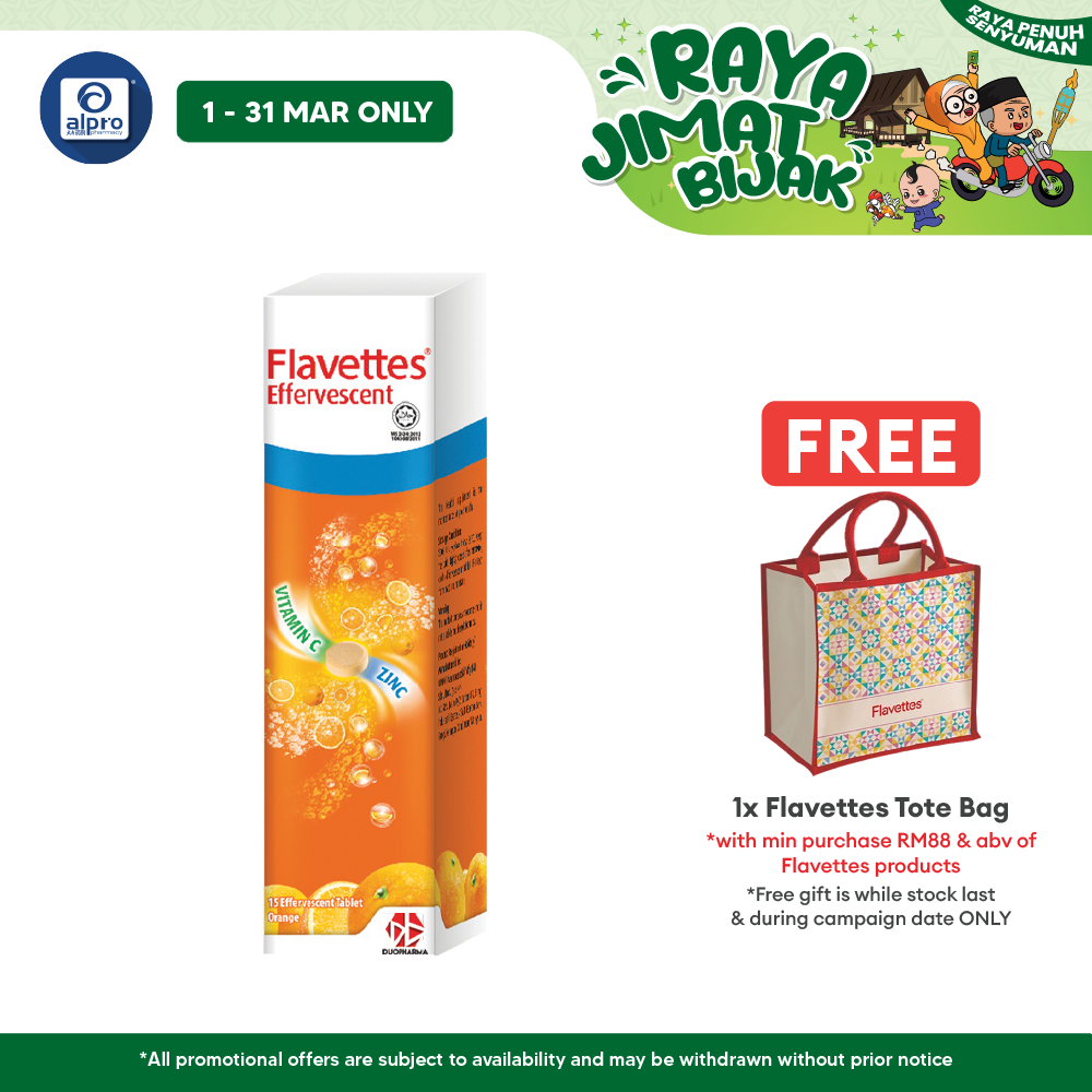 Flavettes Effervescent Vitamin C+Zinc (Orange)15s | For Adult Flavettes