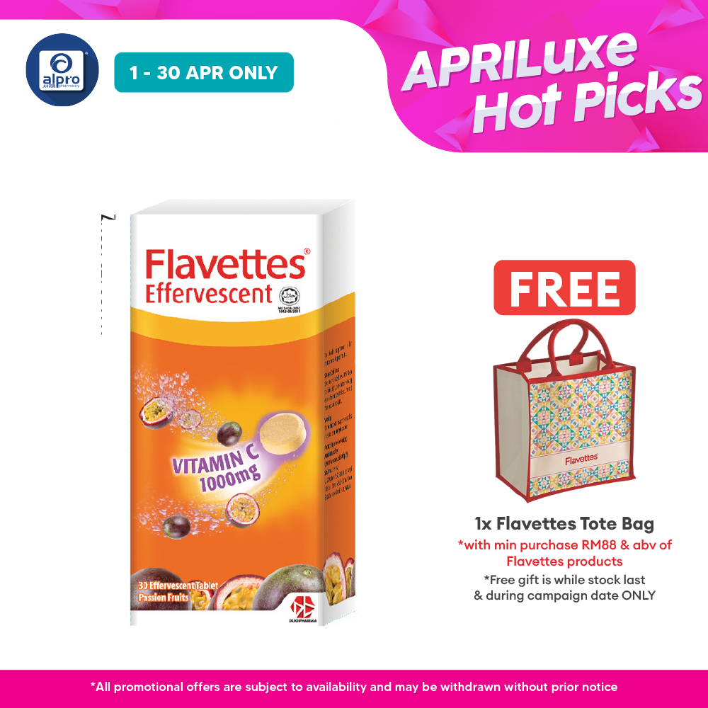 Flavettes Effervescent Vitamin C 1000mg (Passion Fruit) 30s | For Adult Flavettes