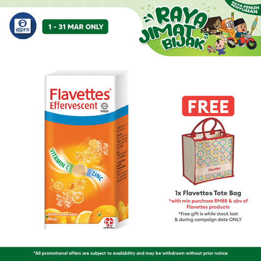 Flavettes Effervescent Vitamin C+Zinc (Orange) 30s | For Adult Flavettes