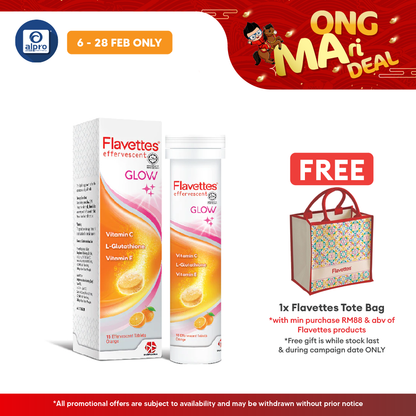 Flavettes Glow Effervescent Vitamin C 15s | Skin Brightening Flavettes