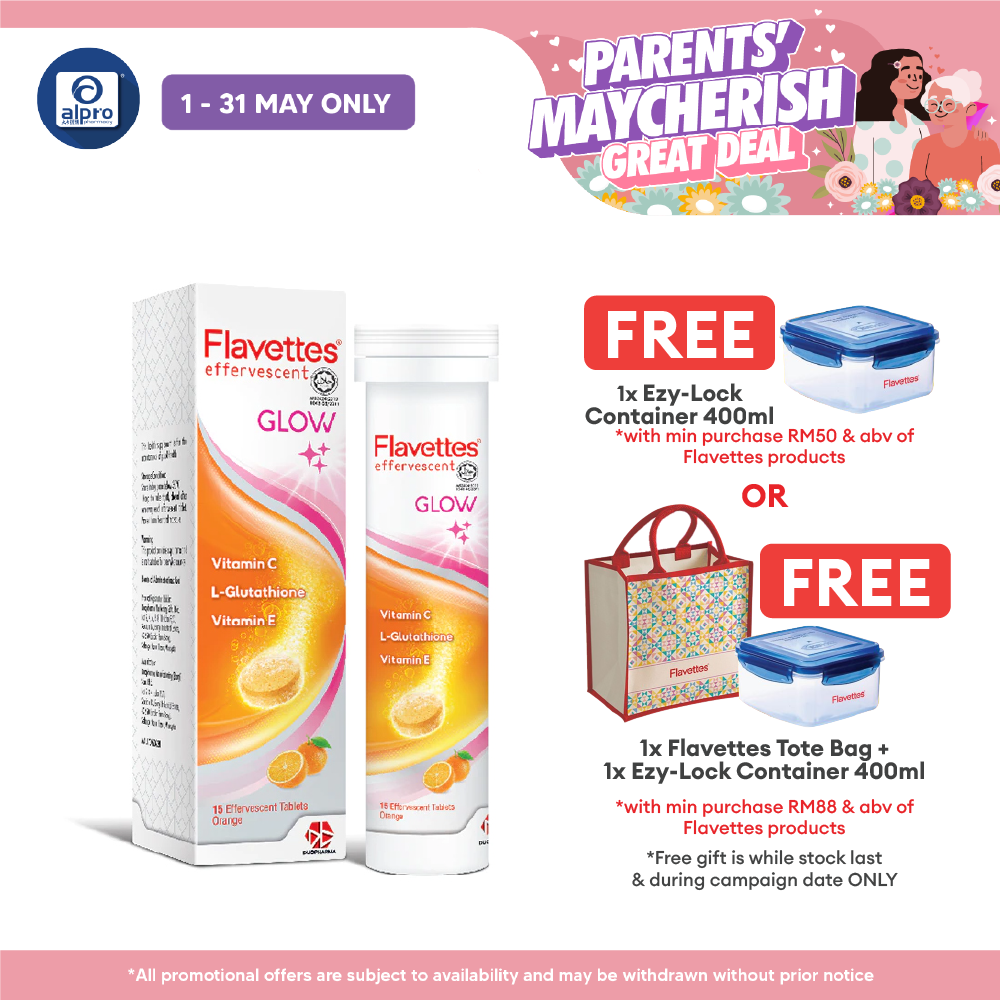 Flavettes Glow Effervescent Vitamin C 15s | Skin Brightening Flavettes