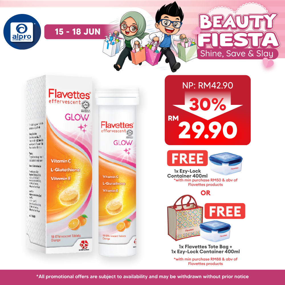 Flavettes Glow Effervescent Vitamin C 15s | Skin Brightening Flavettes