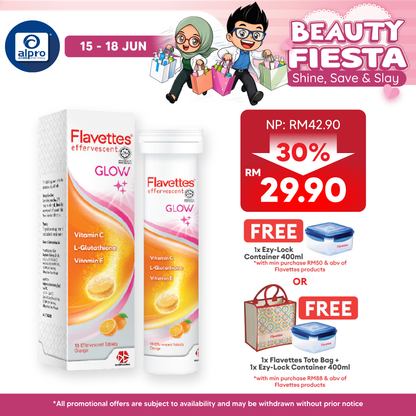 Flavettes Glow Effervescent Vitamin C 15s | Skin Brightening Flavettes