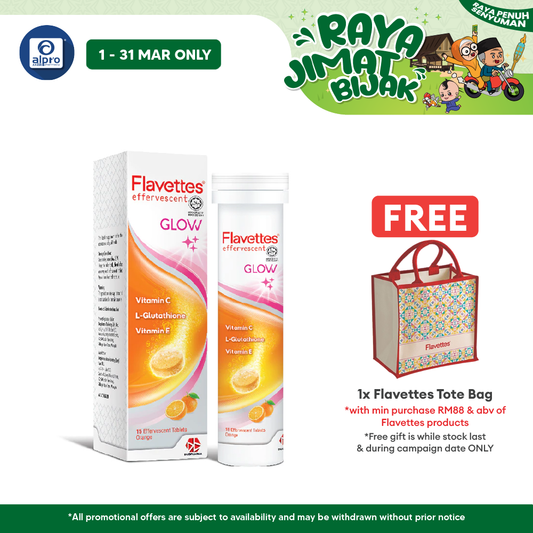 Flavettes Glow Effervescent Vitamin C 15s | Skin Brightening Flavettes