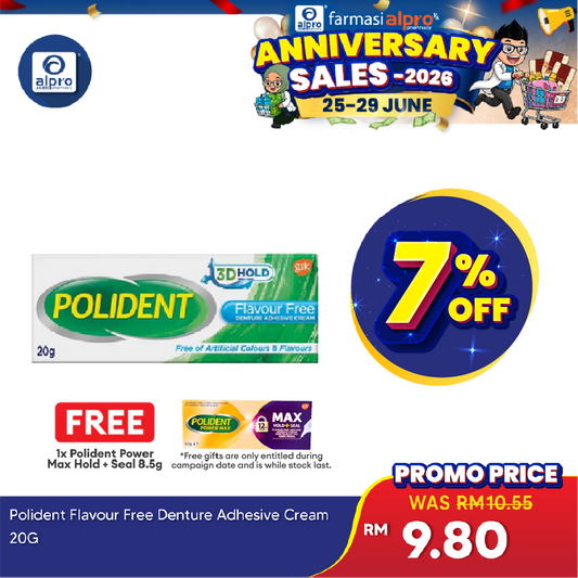 Polident Denture Adhesive Cream Flavour Free 20g | Improve Denture Fit and Comfort Polident