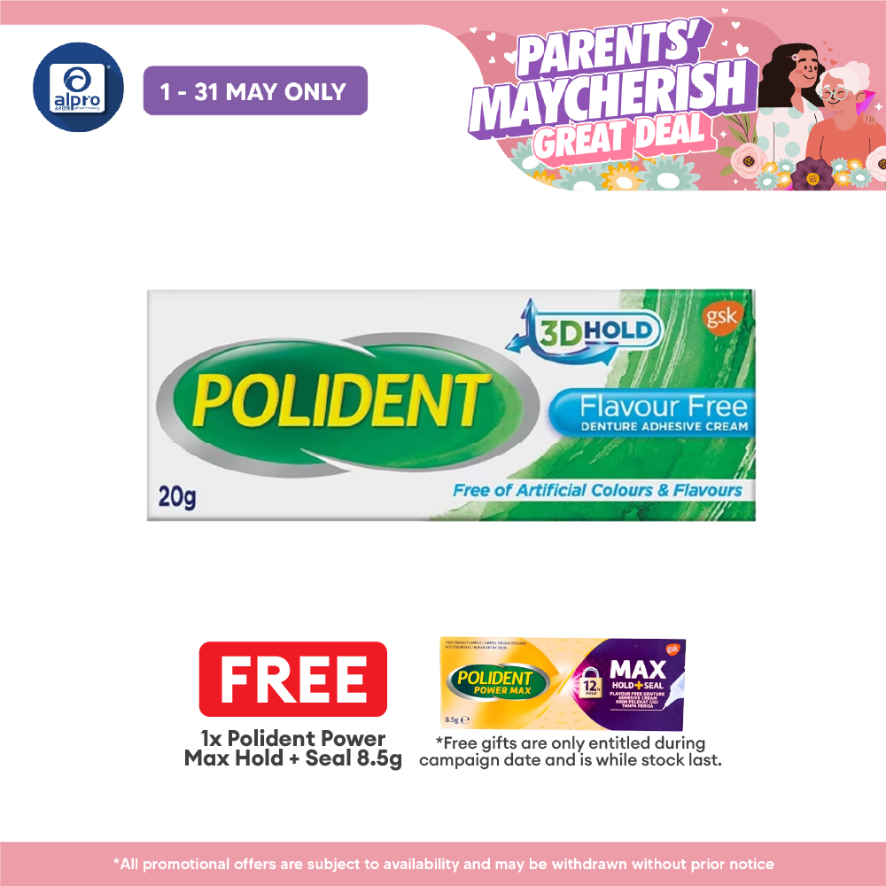 Polident Denture Adhesive Cream Flavour Free 20g | Improve Denture Fit and Comfort Polident