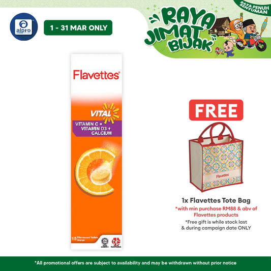 Flavettes Vital Effervescent Orange with Vitamin C 15s | Bone Health Flavettes