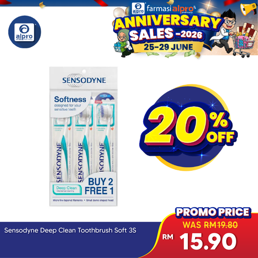 Sensodyne Deep Clean Toothbrush Soft 3s | Helps Prevent Cavities and Bad Breath Sensodyne