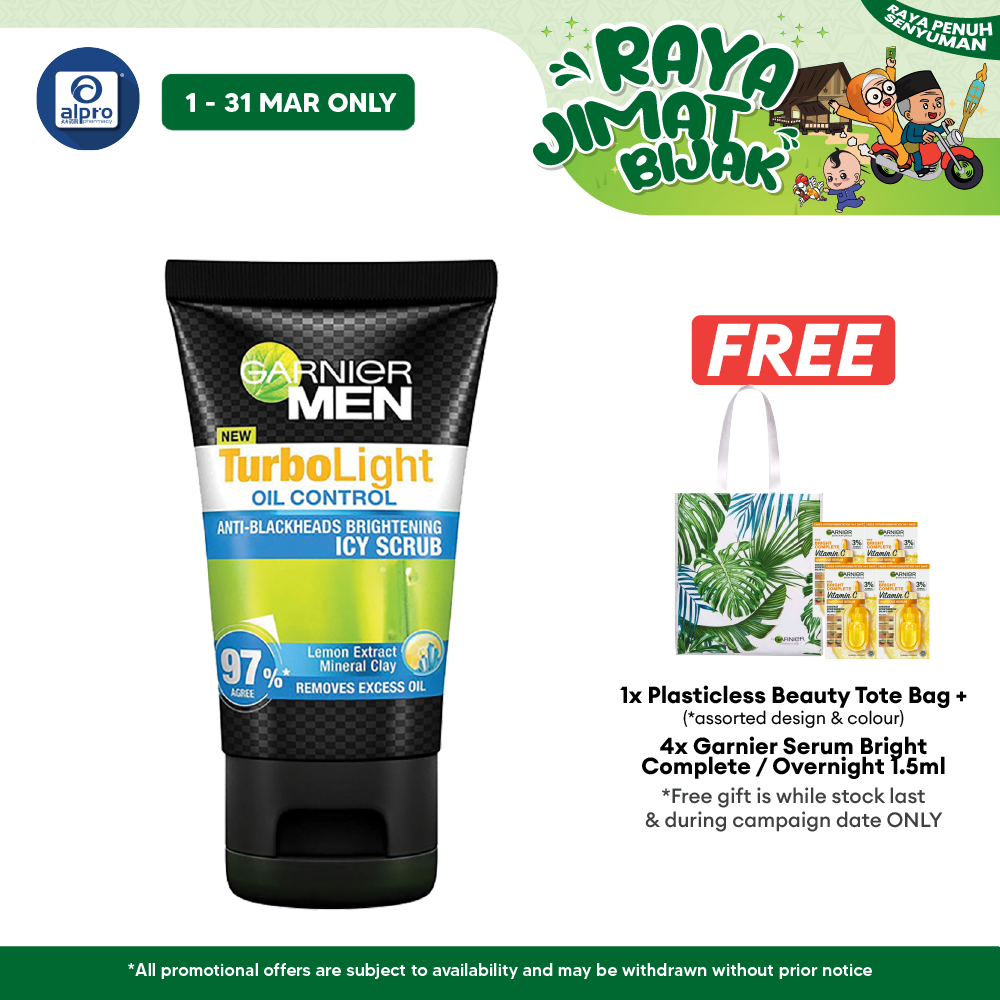 Garnier Men Turbolight Oil Control Icy Scrub 150ml Garnier