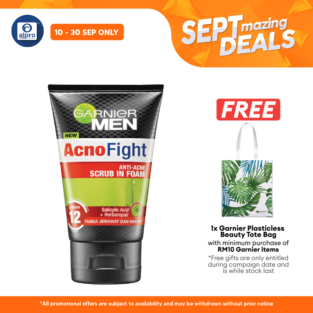 Garnier Men Acno Fight Anti Acne Scrub In Foam 150ml Alpro Pharmacy