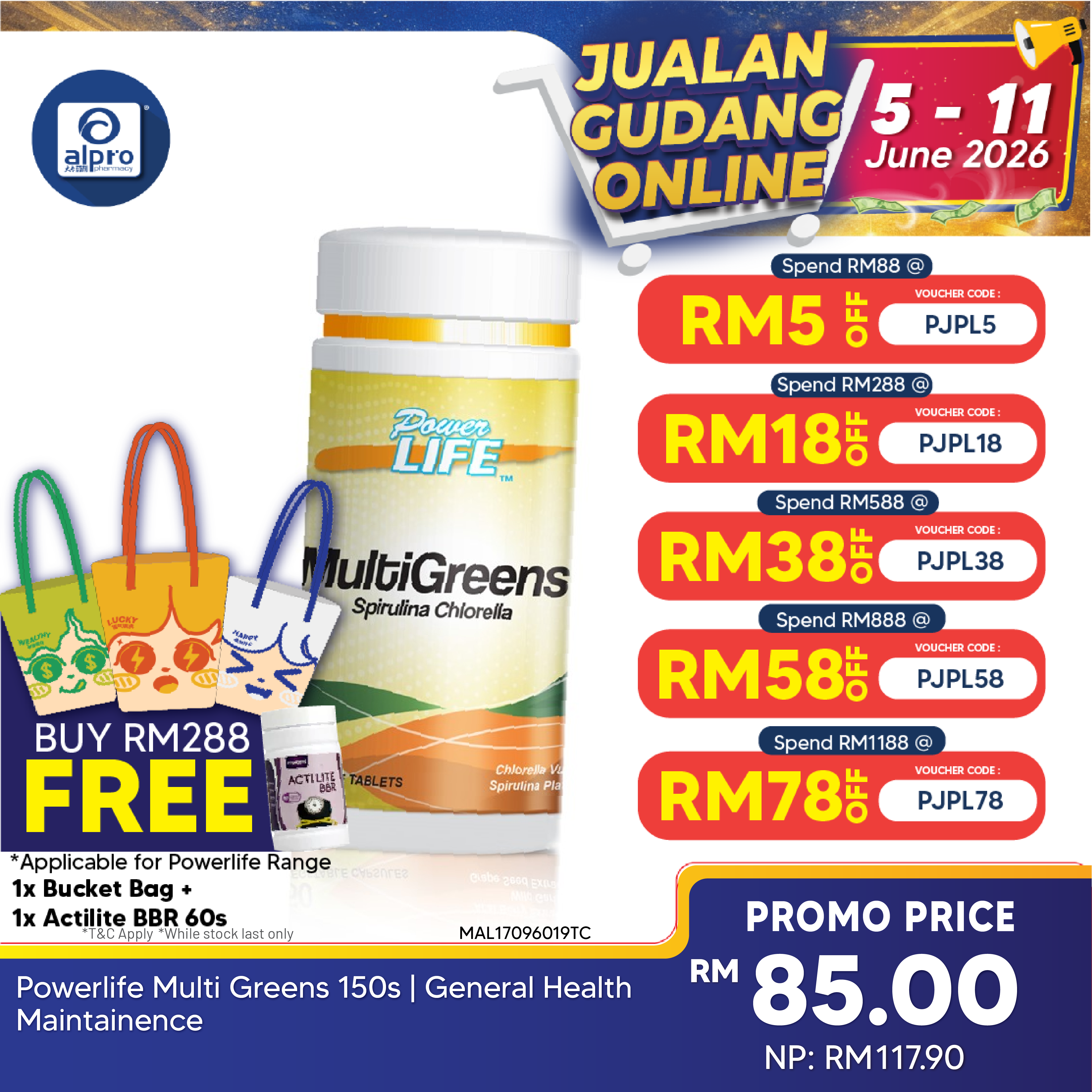 Powerlife Multi Greens 150s | General Health Maintainence Powerlife