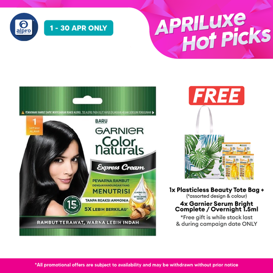 Garnier Colour Naturals Express Cream 1.0 Hitam Alami 20ml+20g Alpro Pharmacy