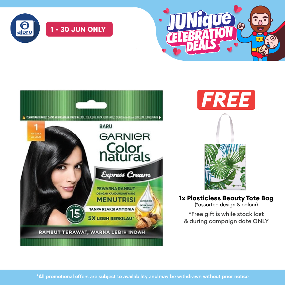 Garnier Colour Naturals Express Cream 1.0 Hitam Alami 20ml+20g Alpro Pharmacy
