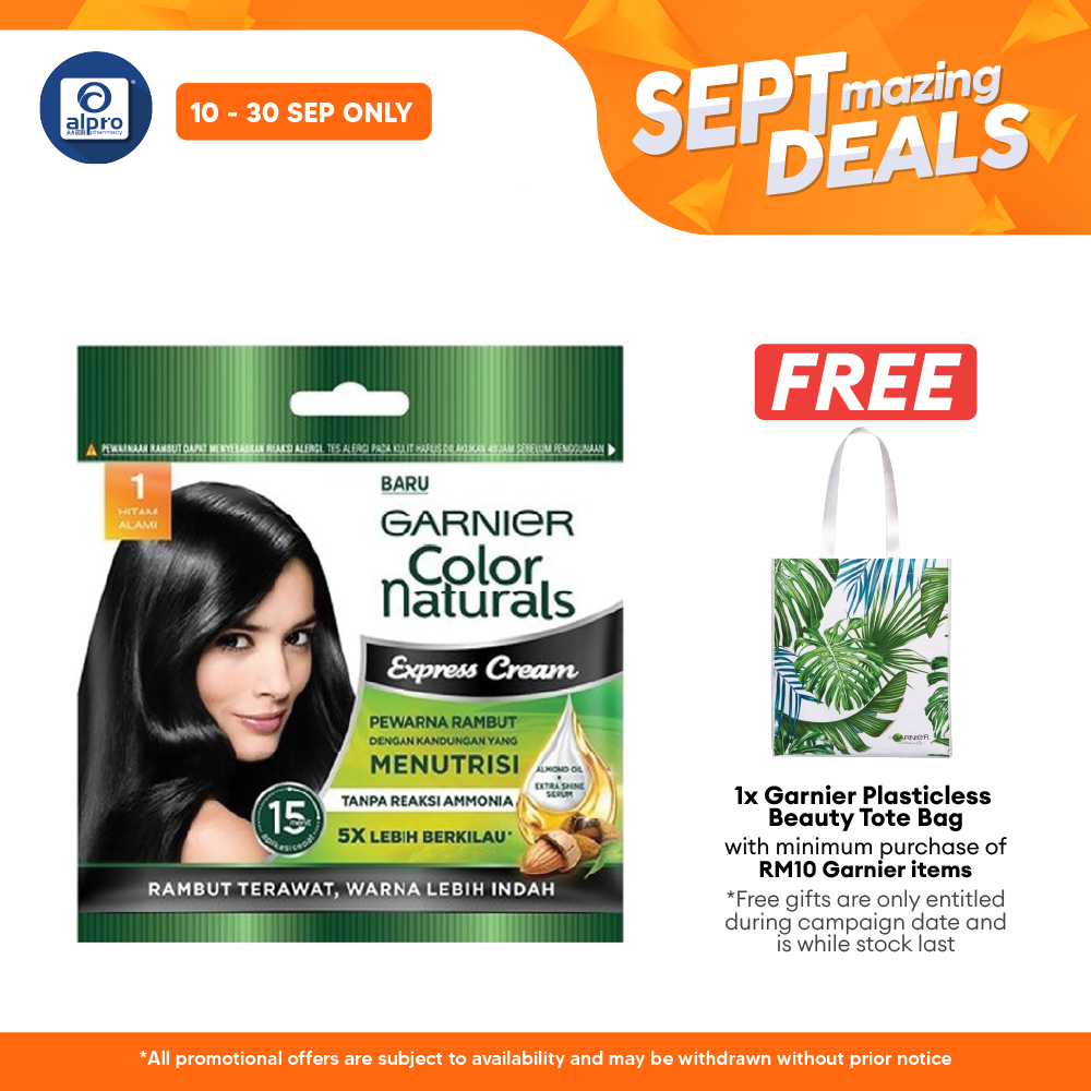 Garnier Colour Naturals Express Cream 1.0 Hitam Alami 20ml+20g Alpro Pharmacy