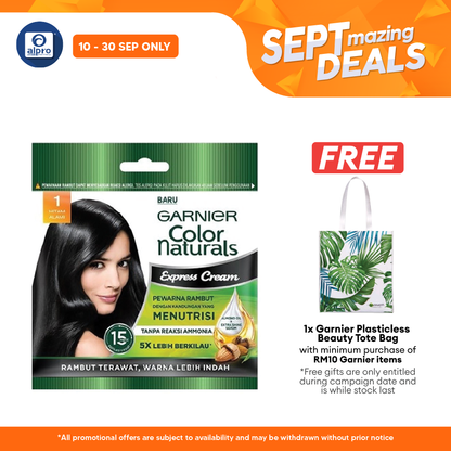 Garnier Colour Naturals Express Cream 1.0 Hitam Alami 20ml+20g Alpro Pharmacy