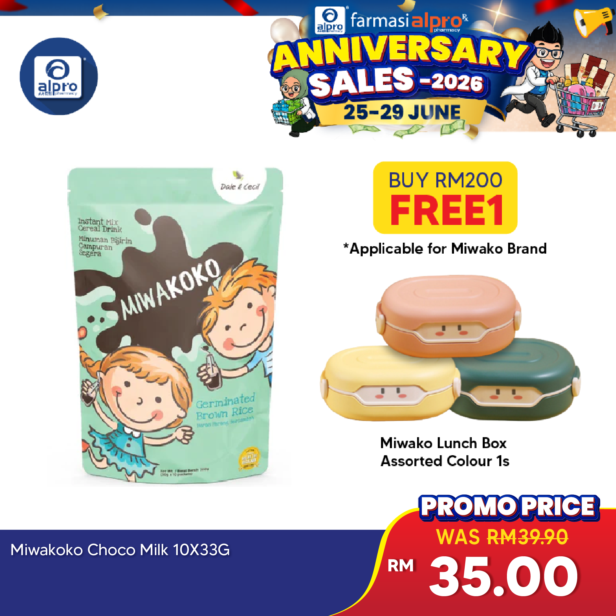 Miwakoko Choco Milk 10x30g | For Children Age 1 Year Old & Above Miwako