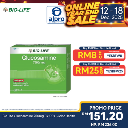 Bio-life Glucosamine 750mg 3x100s | Joint Health Bio-life